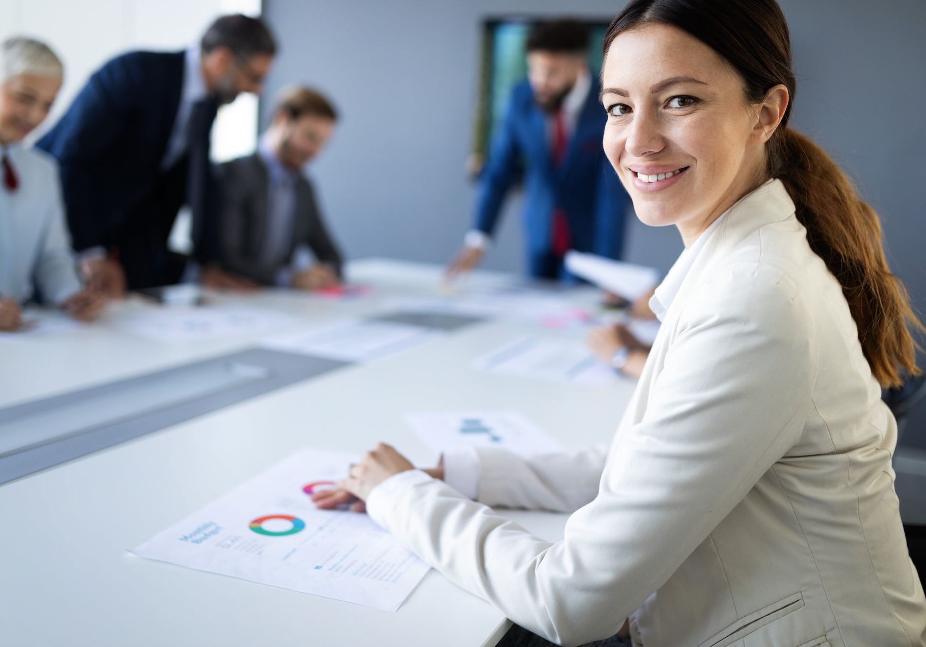 Business people working, brainstorming as a team at the office